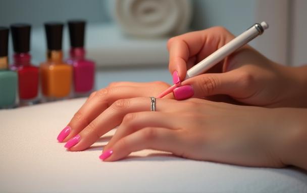 Woman getting a professional manicure.